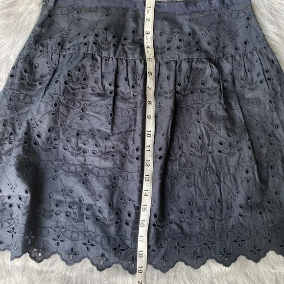 Ann Taylor Loft Sz 6 Black Eyelet Lace Skirt Cotton Side Zip Casual Summer NEW - Picture 10 of 11